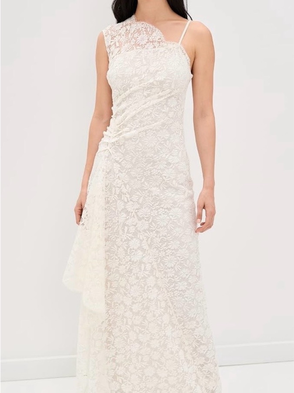 A.L.C. Ivory One-Shoulder Lace Gown